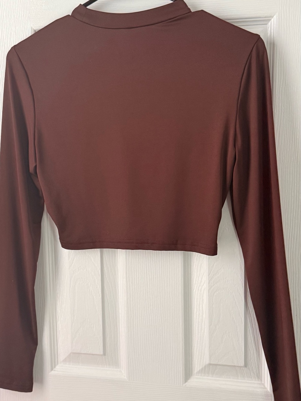 SHEIN Brown Long-Sleeve Cropped Top